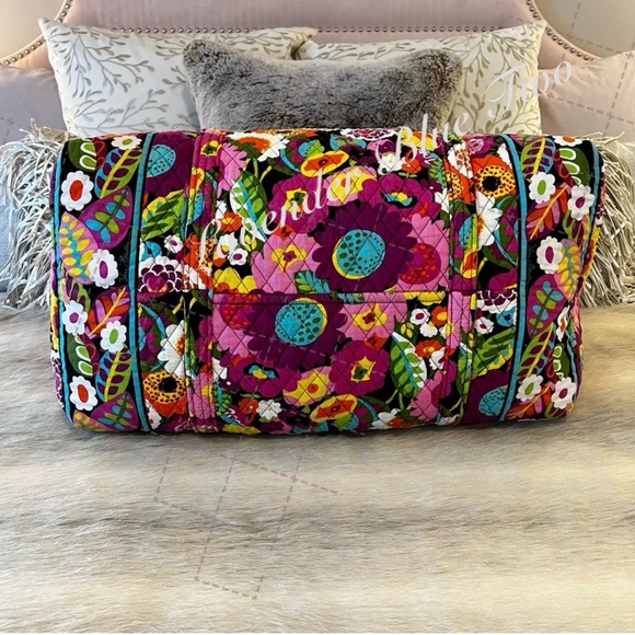 VERA BRADLEY Va Va Bloom Large Duffle Bag Zipper USA Pink Green Y2K Yellow - Picture 6 of 12